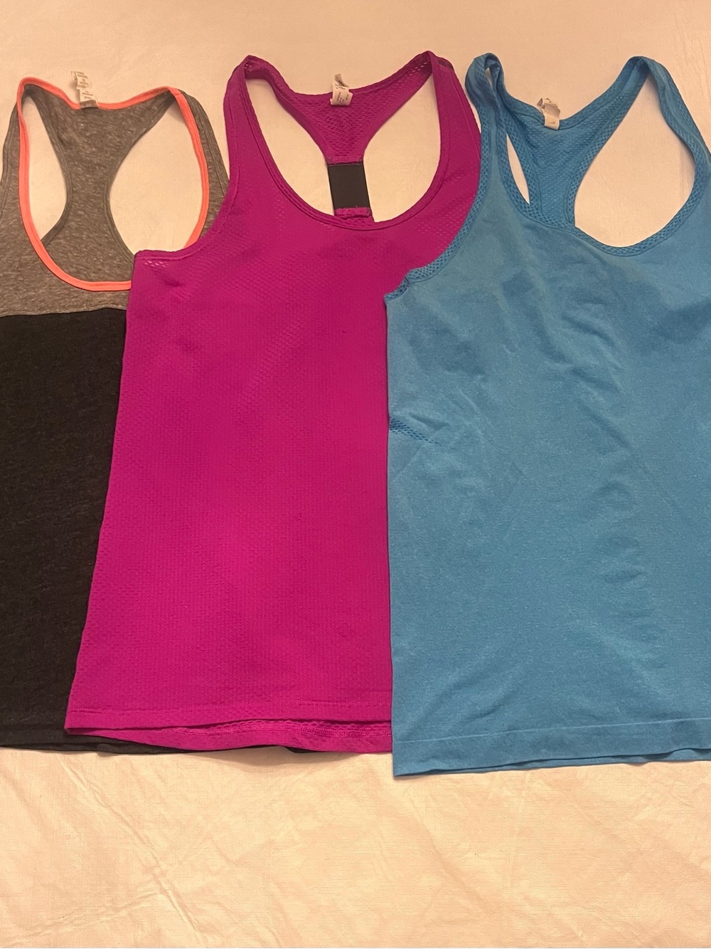 Under Armour Women's Racerback Tank Tops - Pink, Blue, Charcoal with Coral Trim